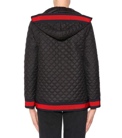 gucci jacquard jacket red|Gucci black diamond quilted coat.